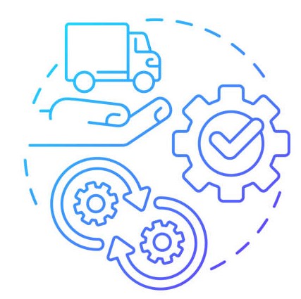 Suppliers and producers blue gradient concept icon. Category of cooperative members abstract idea thin line illustration. Manufacturing. Isolated outline drawing. Myriad Pro-Bold font used